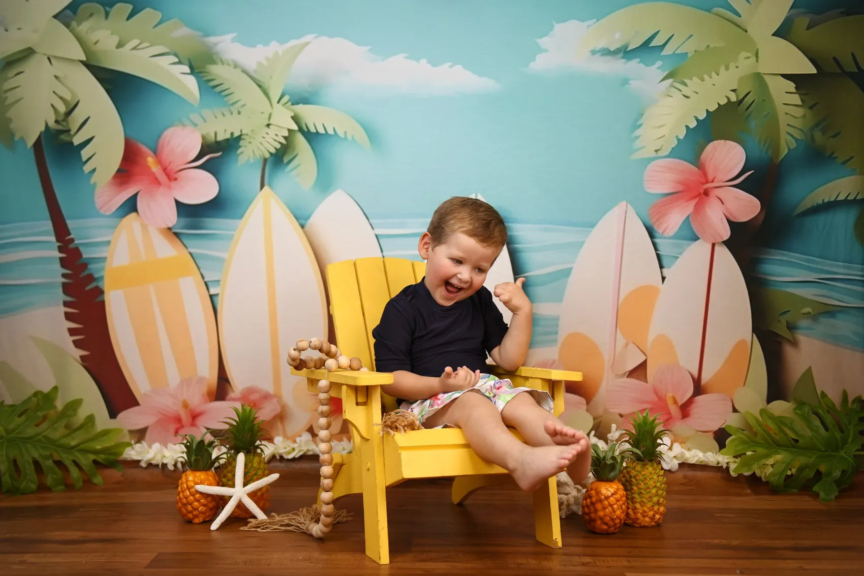 Kate Summer Flower Surfboard Sea Beach Backdrop for Photography