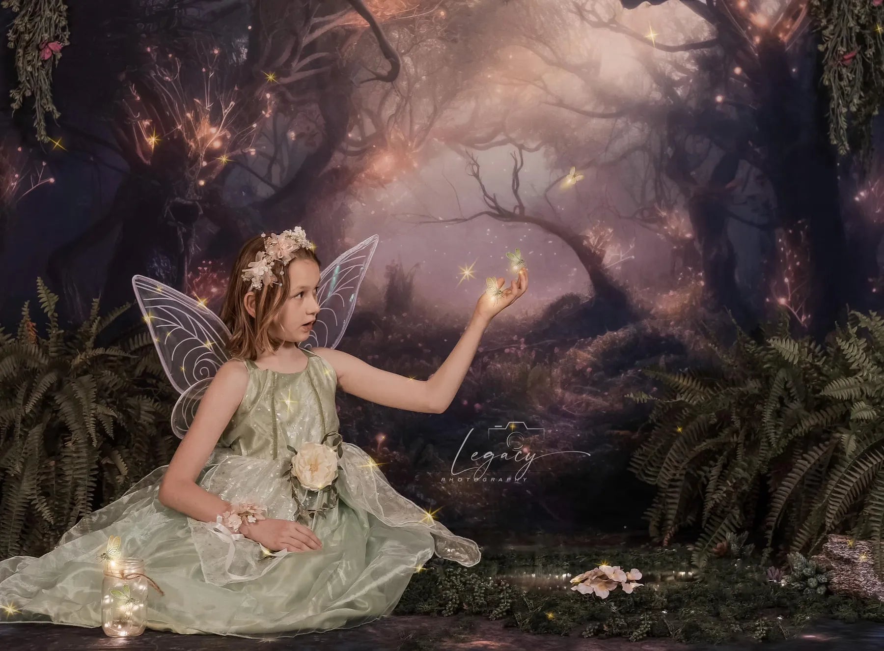 Kate Fairy Lights Forest Backdrop Designed by Happy Squirrel Design