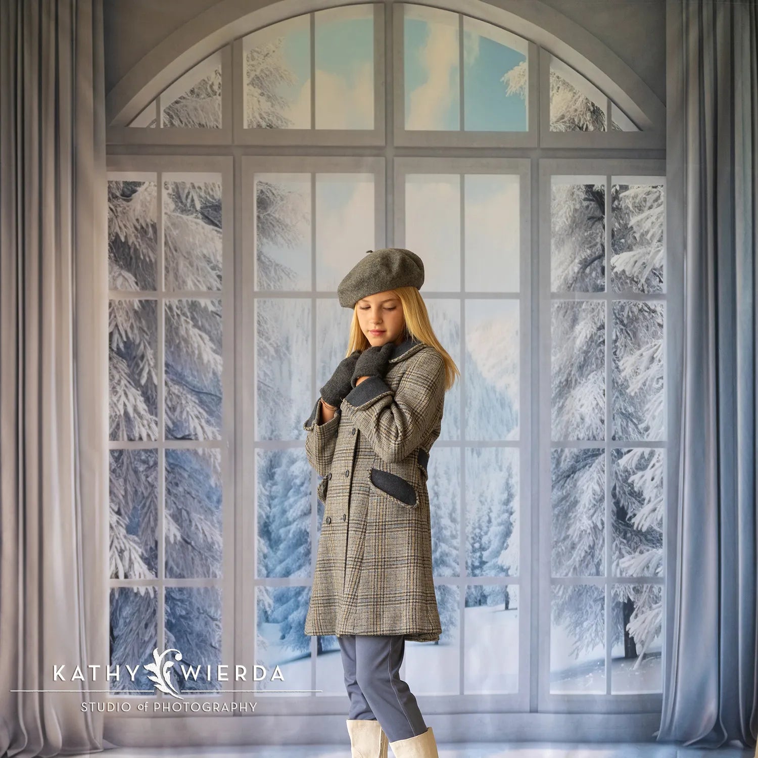 Kate Winter Snow Scene Backdrop Tree Designed by Chain Photographer
