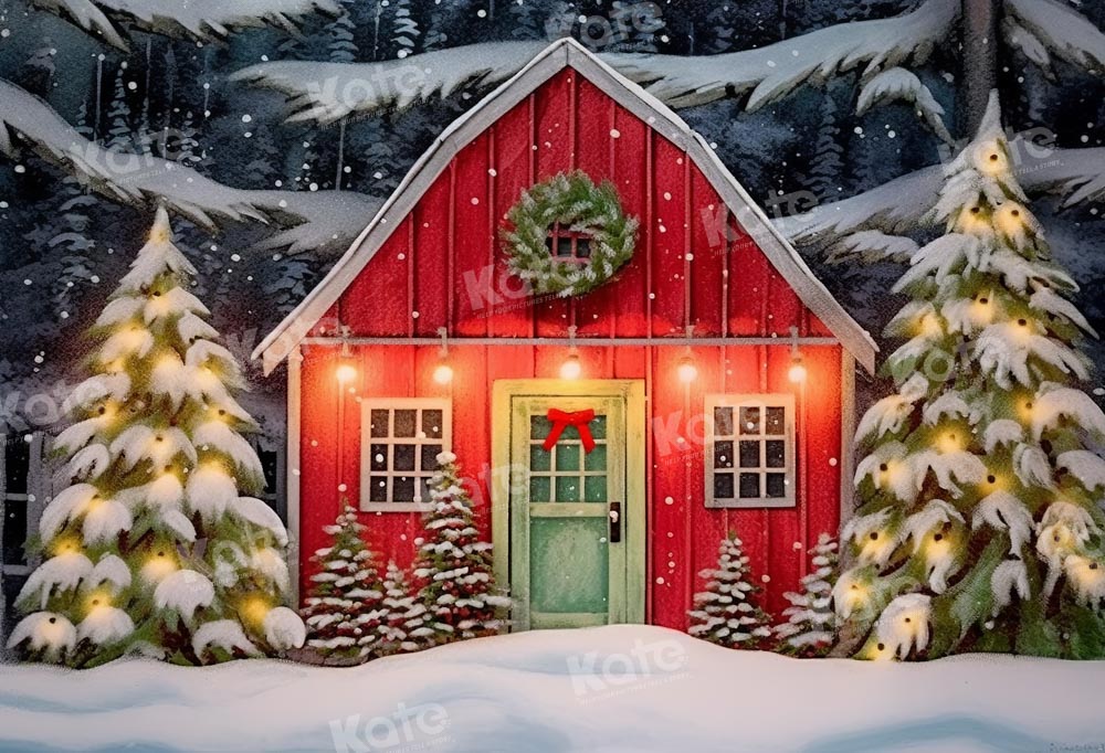 Christmas Lodge Printed Photo Backdrop