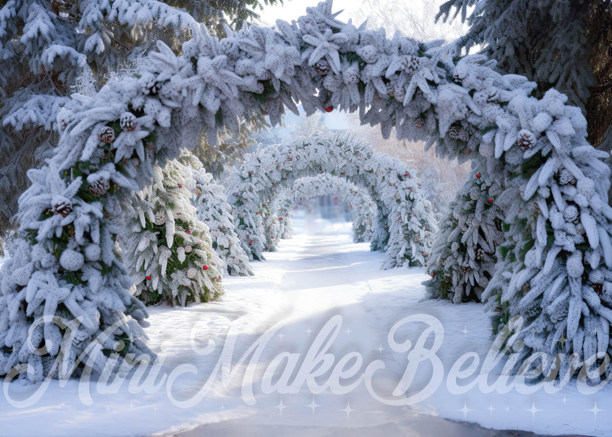 Kate Christmas Floral Arch with Lights Winter Backdrop for Photography