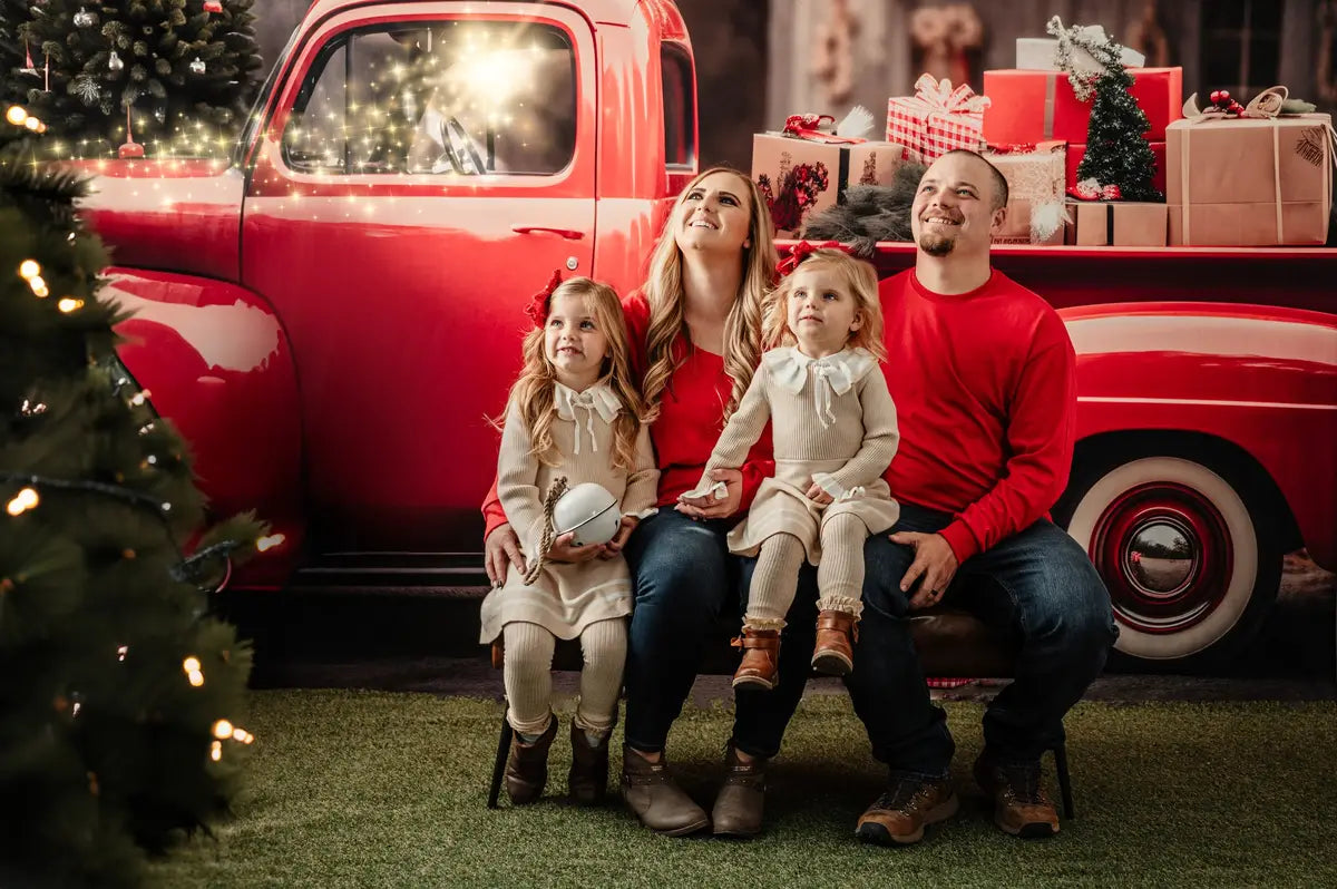 Kate Christmas Red Car Gifts Backdrop for Photography