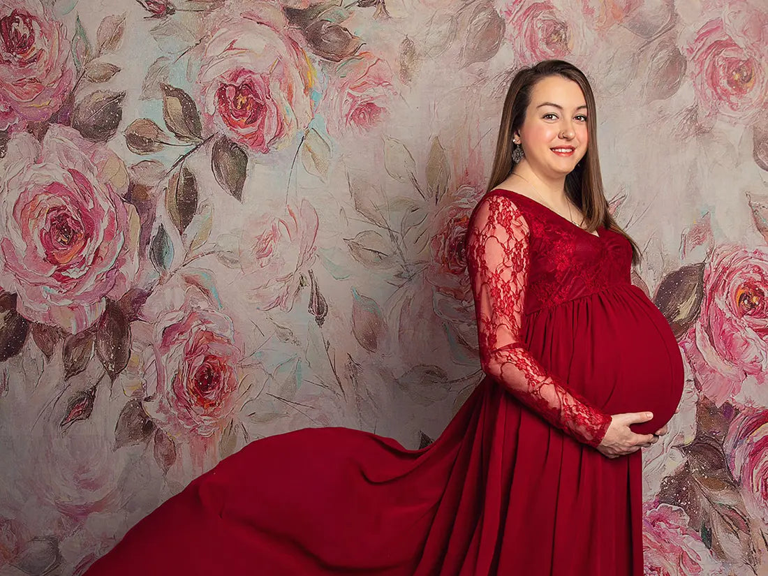 Kate Fine Art Retro Floral Backdrop for Maternity Photography