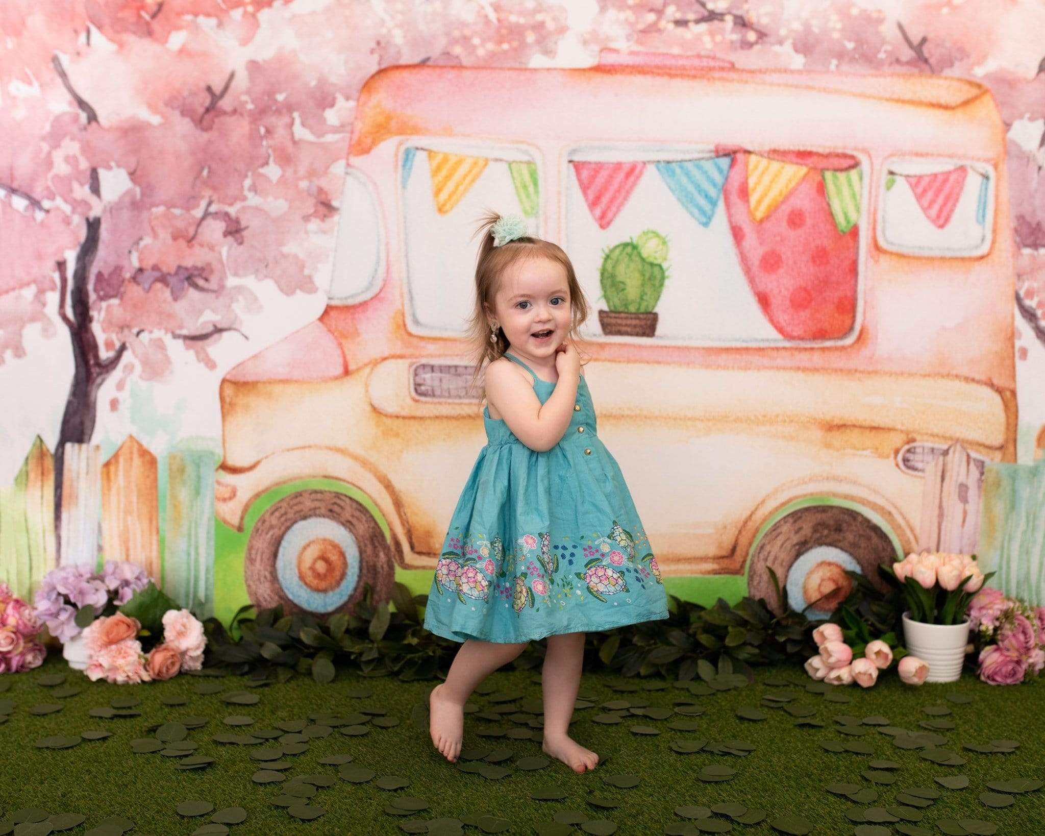 Ice Cream Cart Photo Backdrop Background for Summer Photoshoot Kids