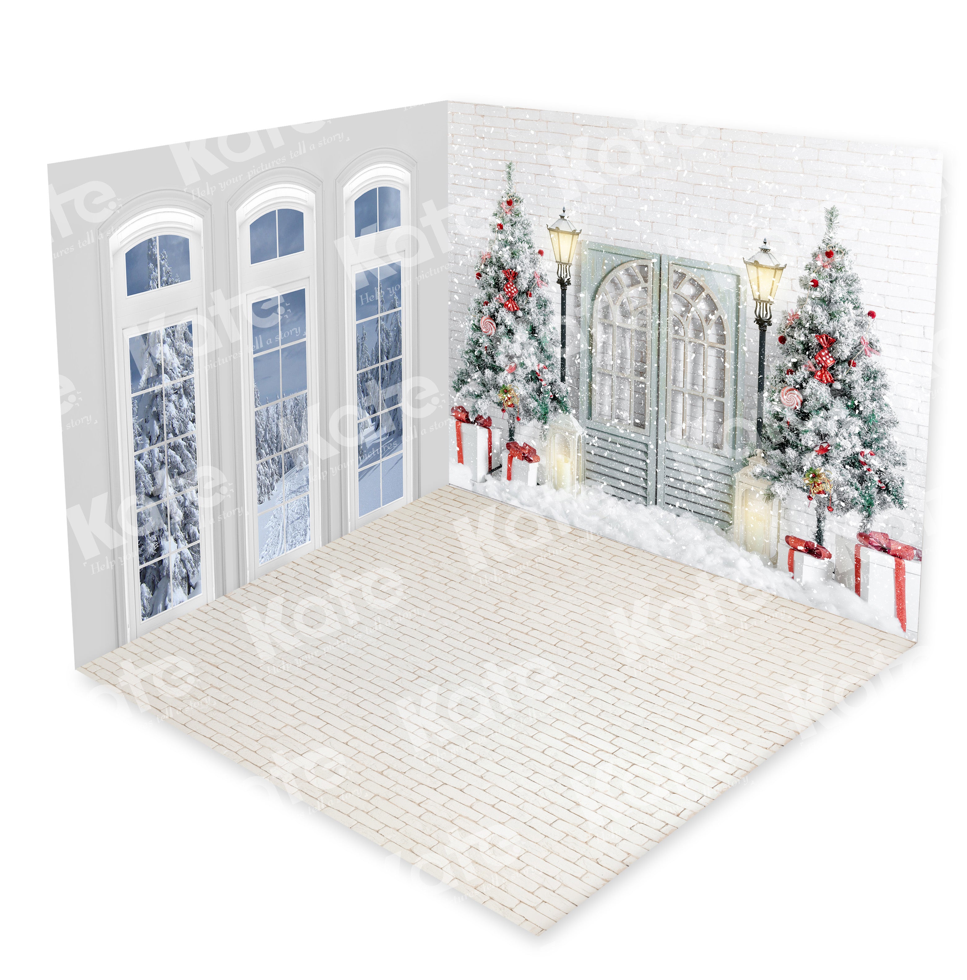 Kate Christmas Fireplace Winter Room Set(8ftx8ft&10ftx8ft&8ftx10ft)