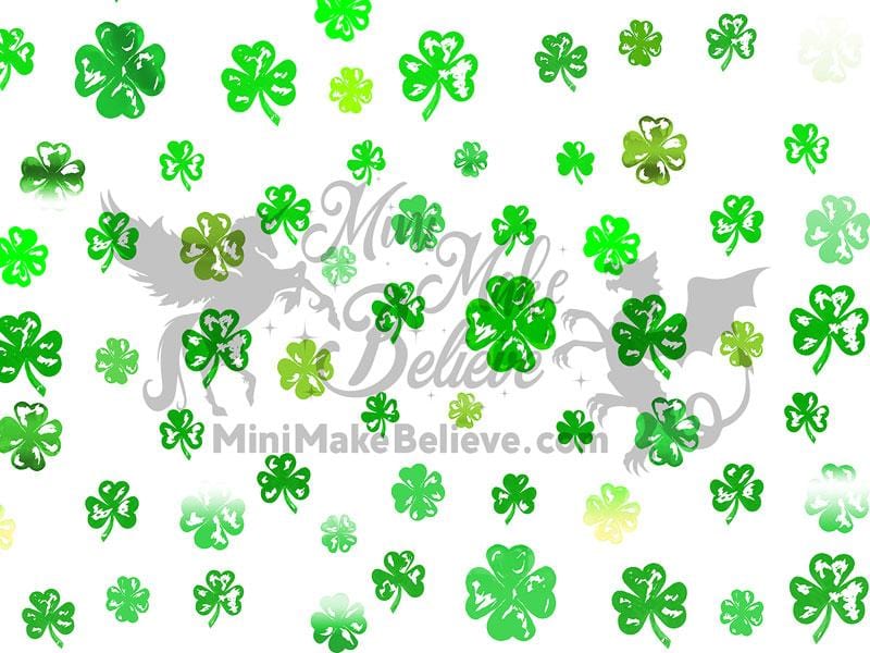 Kate St. Patrick's Day Green Clovers White Backdrop Designed by Mini  MakeBelieve