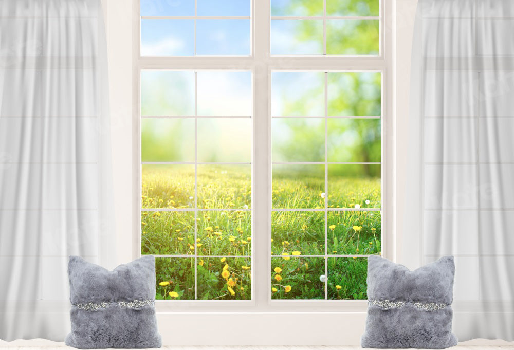 Kate Spring Scenery Backdrop Outside White Window Green Plants For Pho