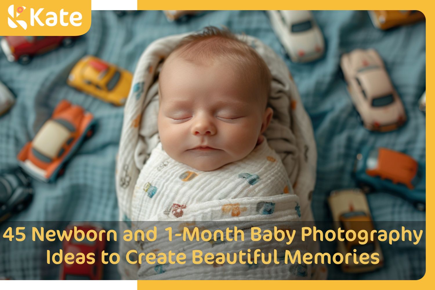 Adorable newborn baby pose that he is around by car toys