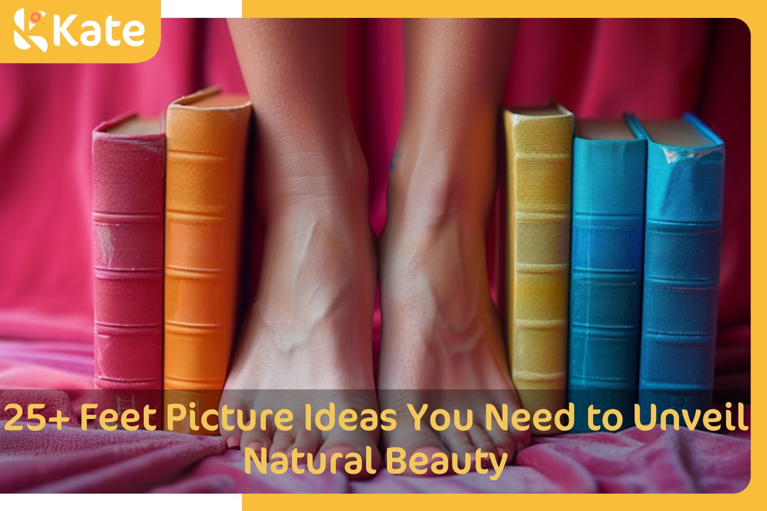 Photographing a person standing with bare feet in a book series.