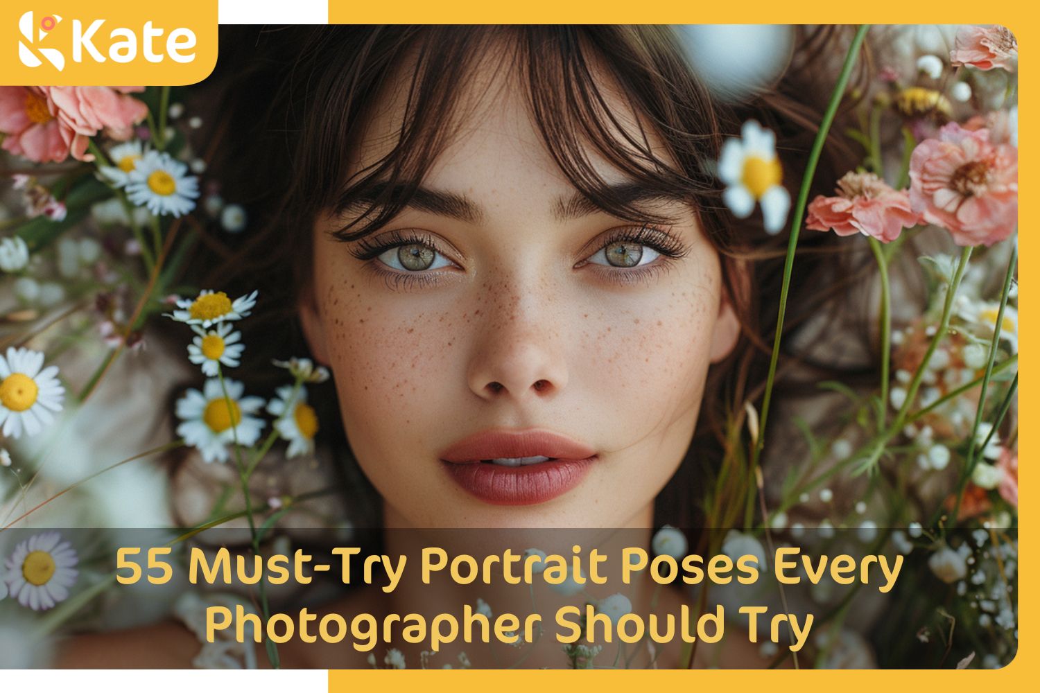 A beautiful portrait pose with flowers around the female model