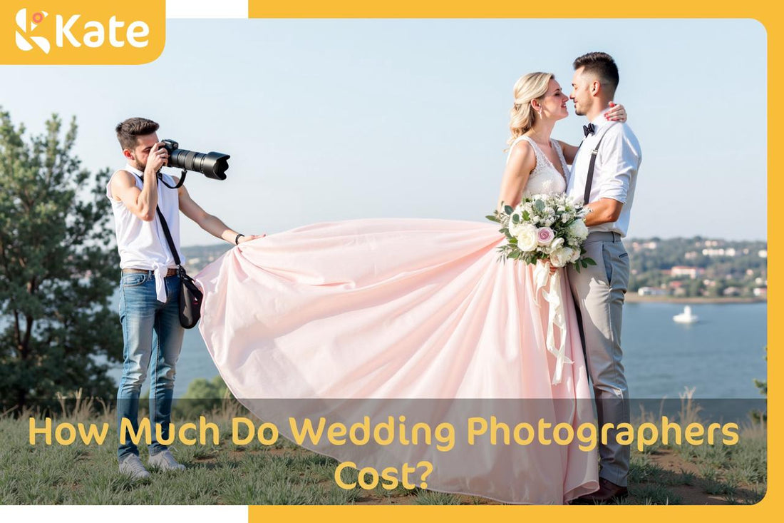  A photographer is taking pictures of the bride and groom.