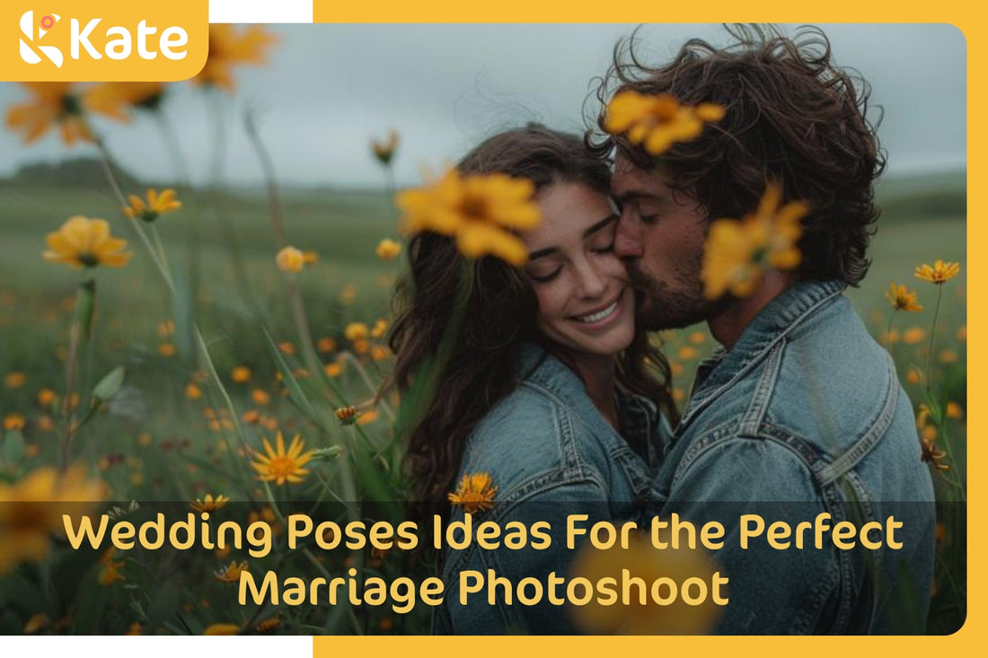 A romantic couple embracing in a field of yellow flowers