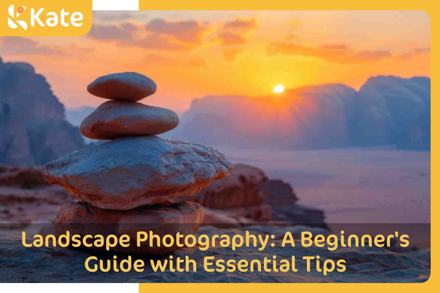 A landscape with stones piled on a flat grouund with the background of sunrise