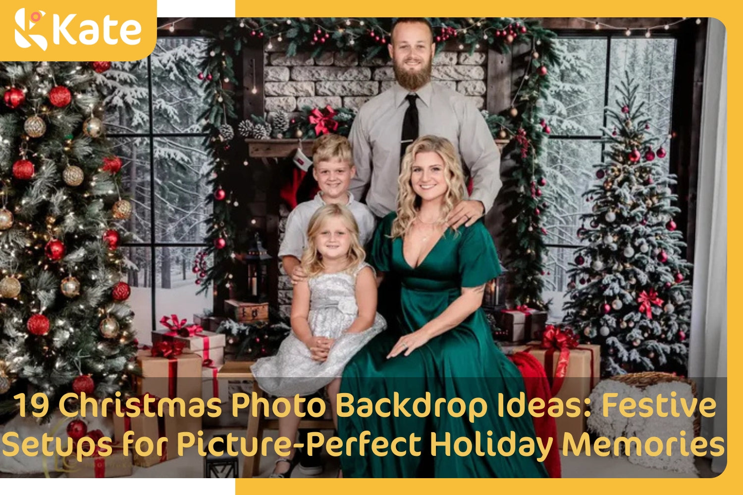 Christmas backdrop with a warm family portrait