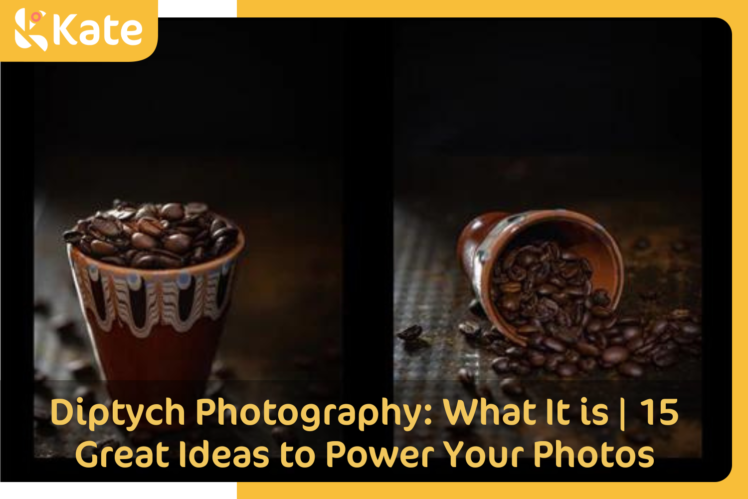 diptychs of a cup of coffee beans photo by Katarzyna Golembowska on shutterstock