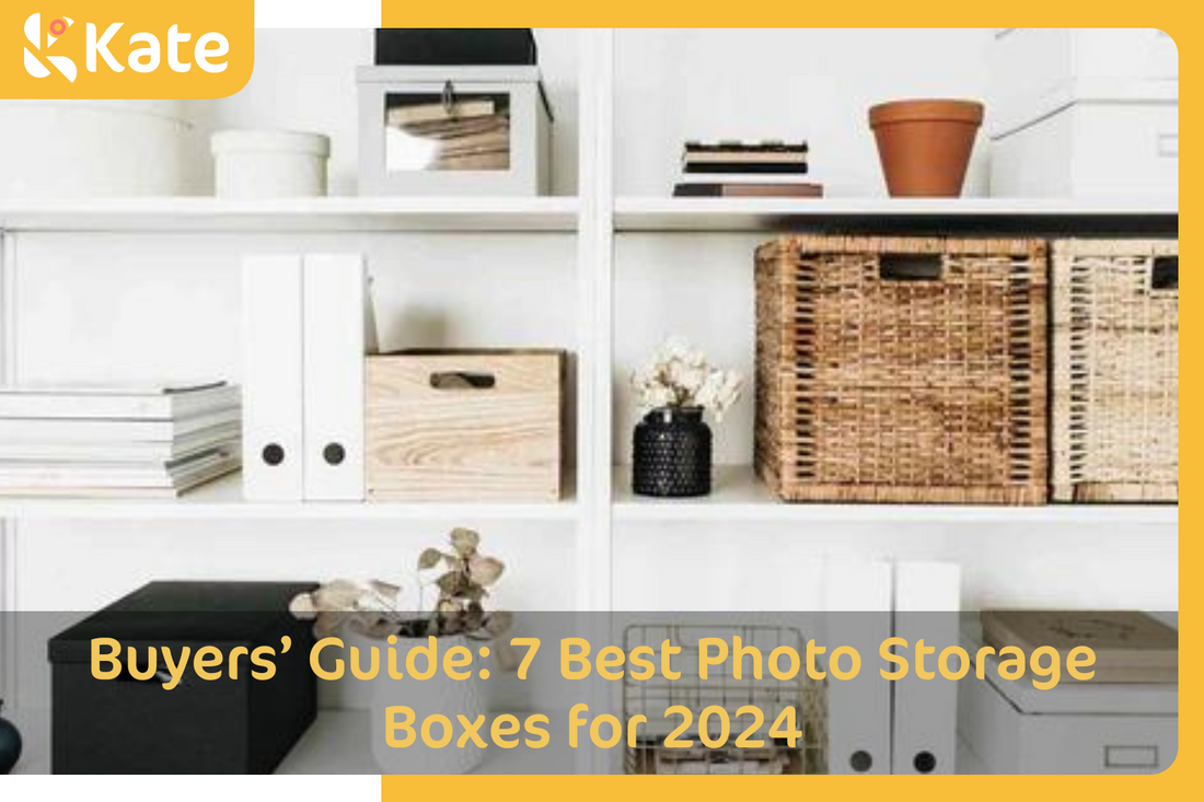 different photo storage boxes Photo by Floral Deco on shutterstock