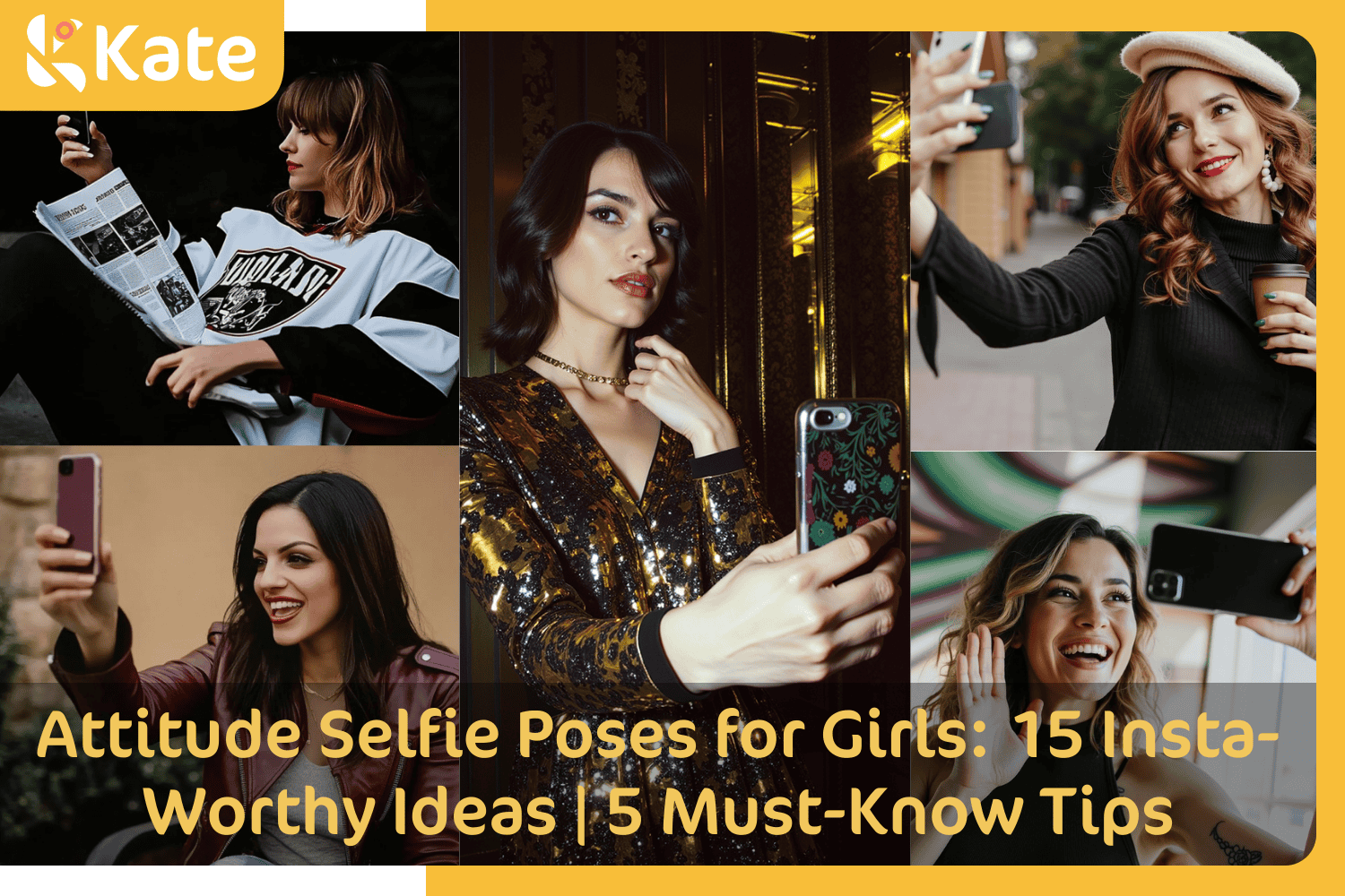 Different attitude selfie poses for girls.