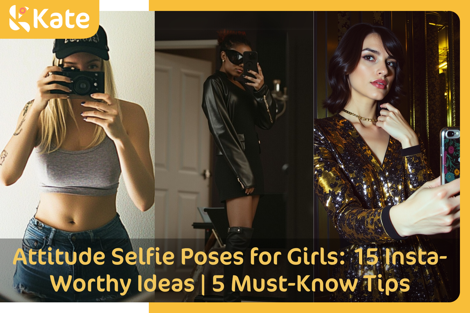 Different attitude selfie poses for girls.