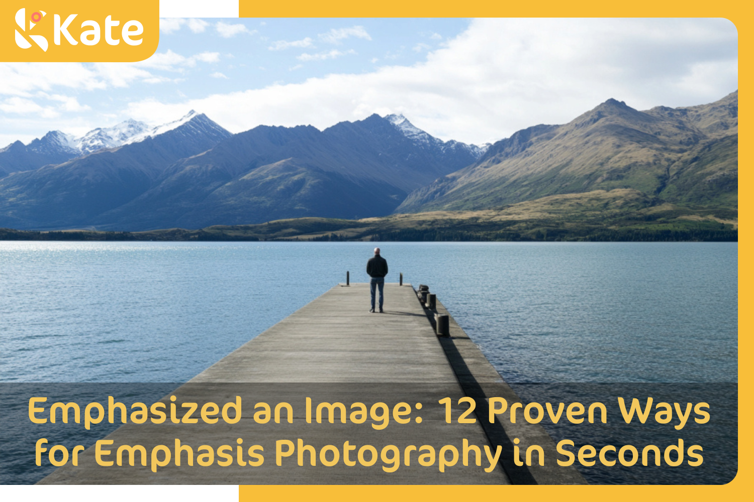 man standing on the edge of the pier over lake background Photo