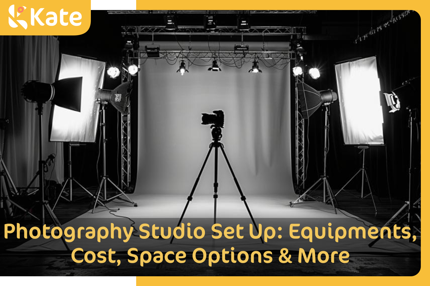 Professional photography studio setup with camera and lighting equipment.