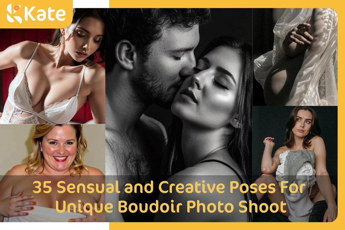 A collage showcasing different types of creative boudoir poses.