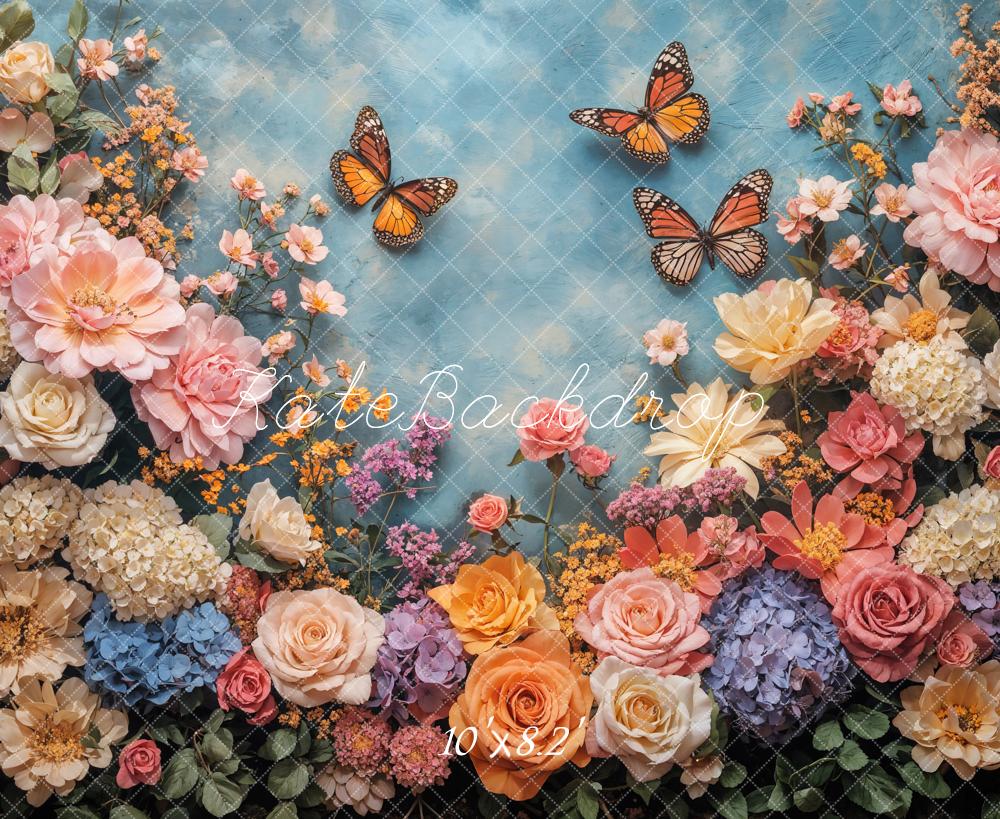 Kate Spring Floral Butterfly Garden Backdrop Designed by Emetselch