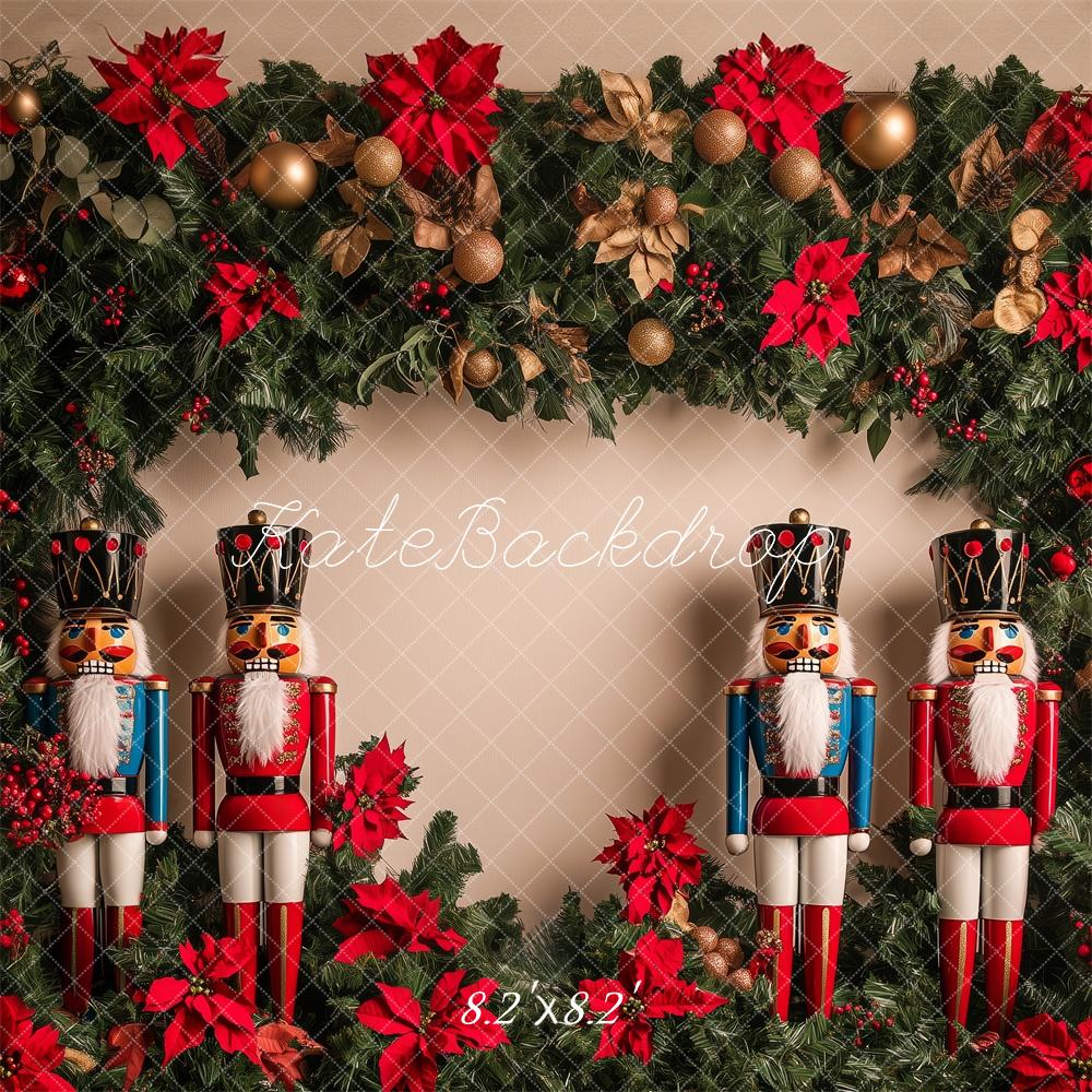 Kate Christmas Nutcracker Poinsettia Garland Backdrop Designed by Patty Roberts