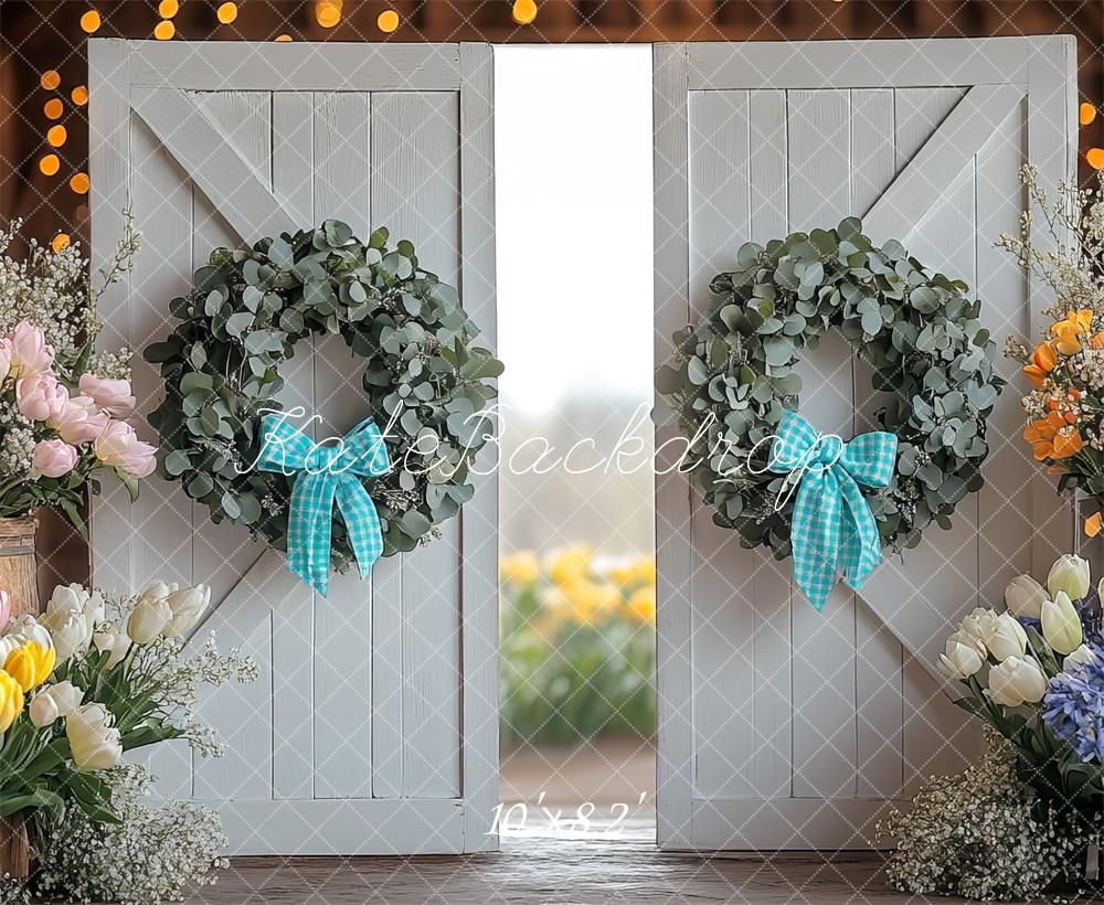 Kate Spring Floral Wreath Door Backdrop Designed by Mini MakeBelieve