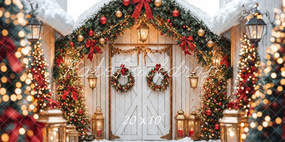 Fondo de Puerta de Granero Blanca de Árbol de Navidad Diseñado por Emetselch