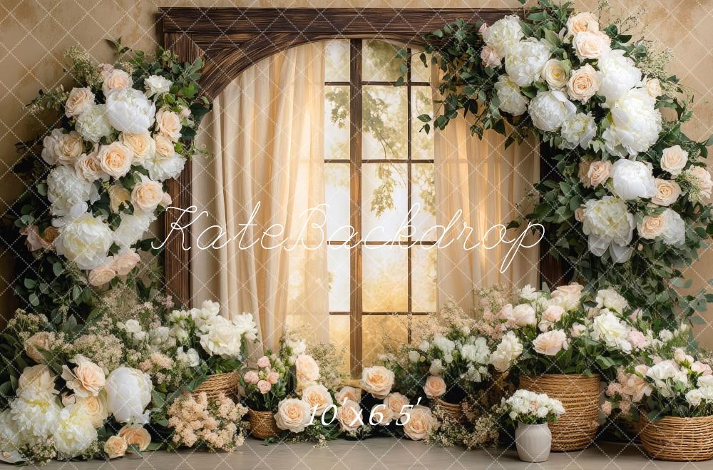 Kate Spring Flower Arch Window Warm Backdrop Designed by Mini MakeBelieve