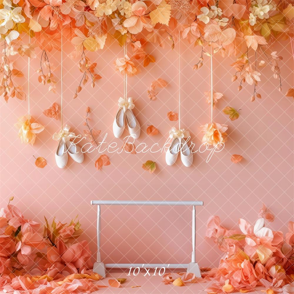 Ballet Floral Pink Wall Foto Achtergrond Designed by Patty Roberts