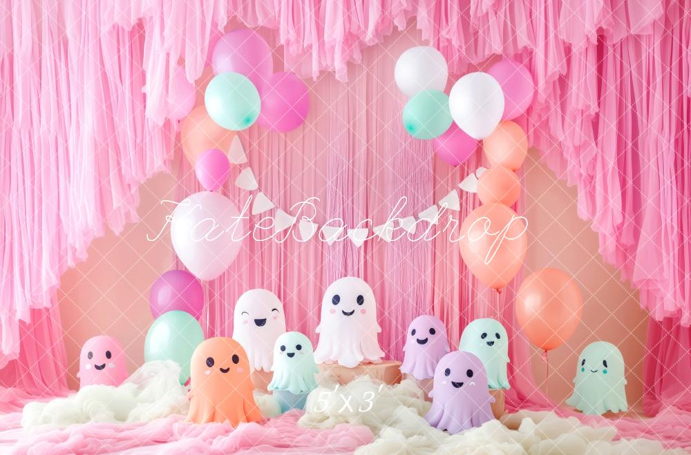 Fondo de cumpleaños de Halloween Smash Cake Fantasmas Globos Diseñado por Patty Roberts