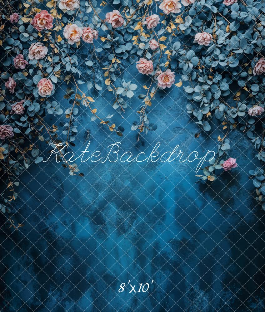 Kate Fine Art Floral Blue Vintage Backdrop Designed by Emetselch