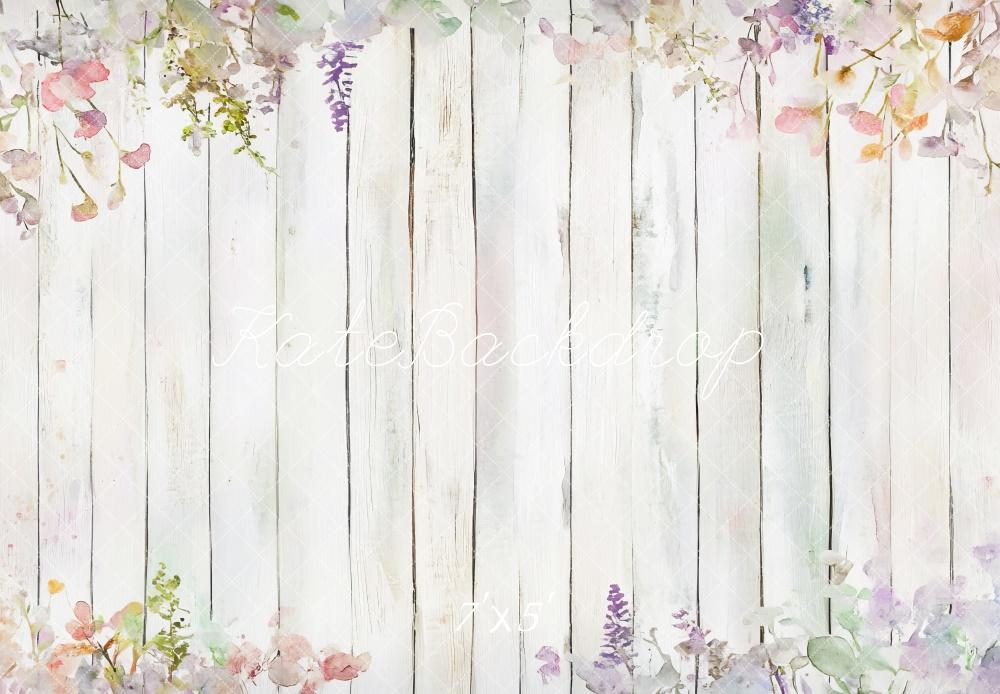 Kate Spring Floral Rustic Wood Floor Backdrop Designed by Mini MakeBelieve