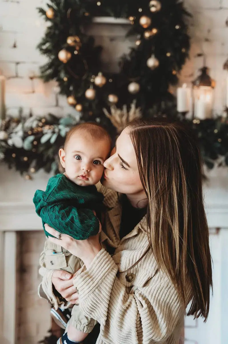 Kate Winter Christmas Indoor White Brick Fireplace Backdrop Designed by Emetselch