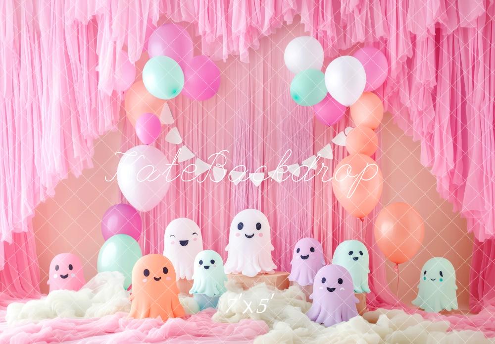 Fondo de cumpleaños de Halloween Smash Cake Fantasmas Globos Diseñado por Patty Roberts