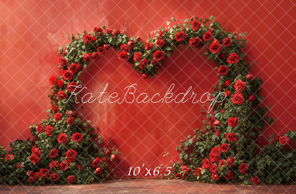 Kate Valentine Red Rose Heart Arch Backdrop Designed by Emetselch