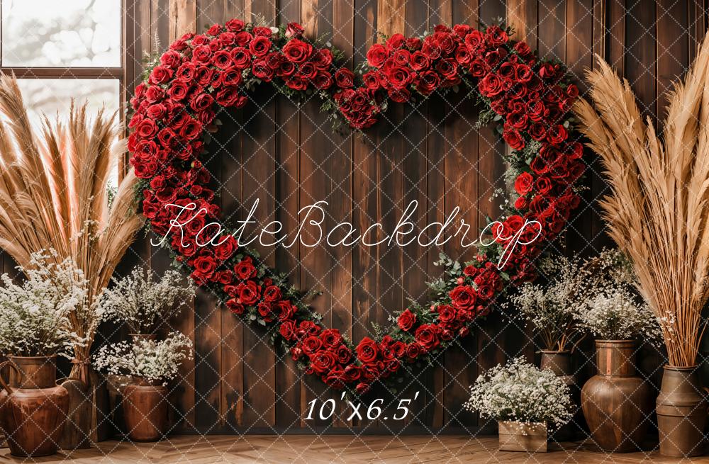 TEST Kate Valentine Heart Rose Rustic Boho Backdrop Designed by Emetselch