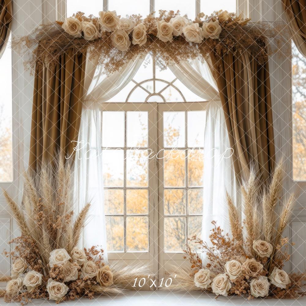 Kate Boho Floral Elegant Window Curtain Backdrop Designed by Mini MakeBelieve