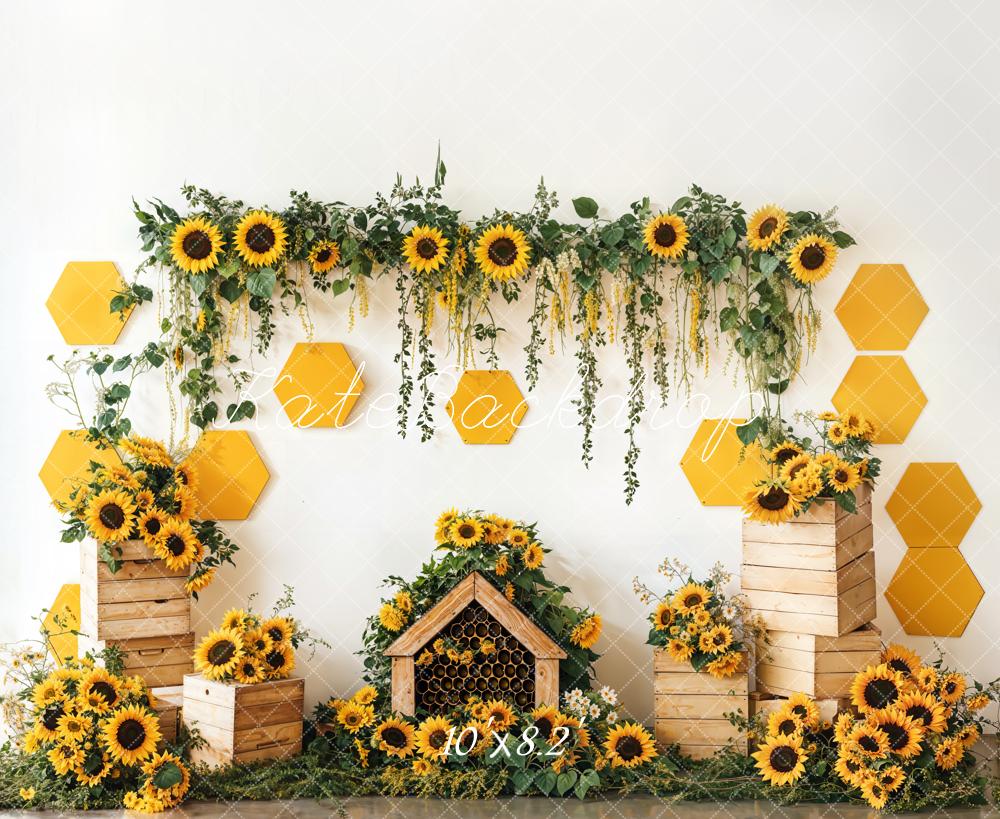 Kate Spring Sunflower Garden Honeycomb Backdrop Designed by Emetselch