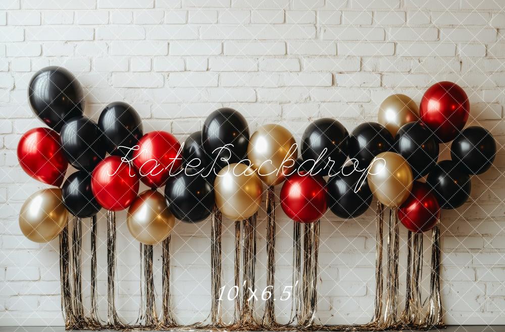 Red Black Gold Balloons Foto Achtergrond Designed by Patty Roberts