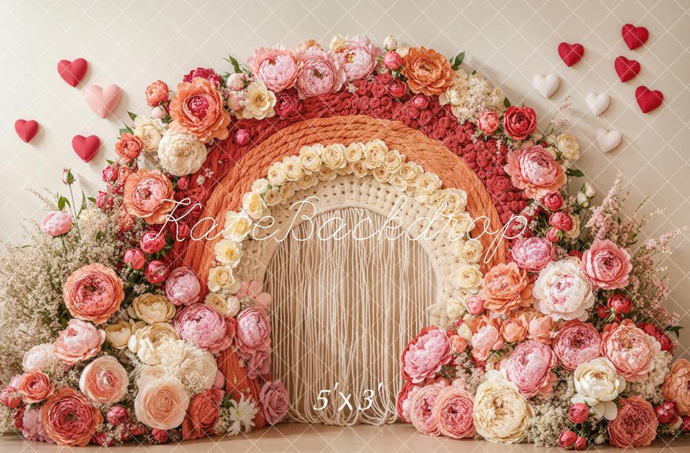 Bohemian Floral Arch Heart Pink Foto Achtergrond Designed by Emetselch