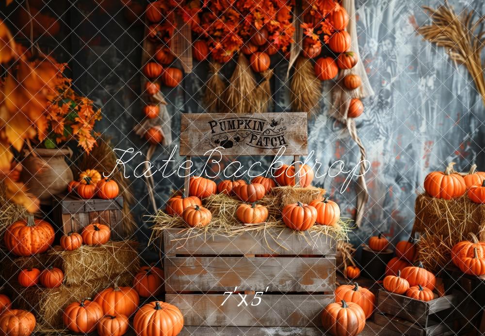 Fall Pumpkin Patch Wooden Box Foto Achtergrond Designed by Patty Robert