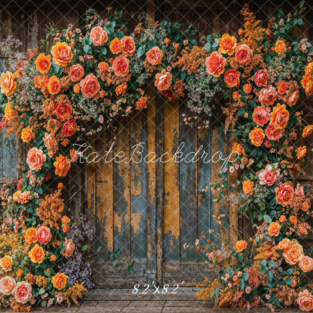 Kate Fall Flower Arch Wooden Wall Backdrop Designed by Emetselch