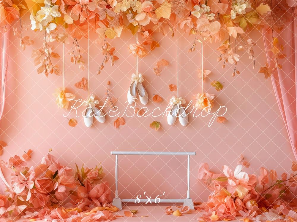 Ballet Floral Pink Wall Foto Achtergrond Designed by Patty Roberts