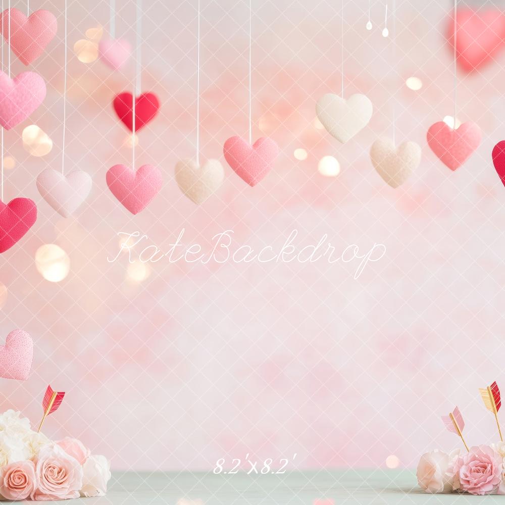 Kate Valentine's Hearts Floral Pink Backdrop Designed by Patty Roberts