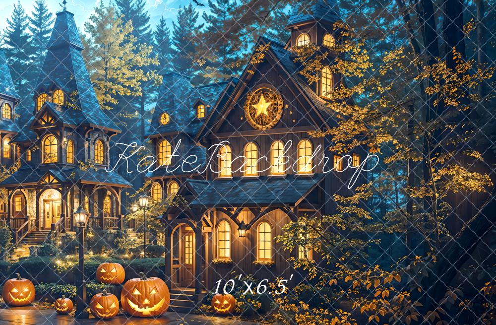 Kate Halloween Pumpkin Forest House Backdrop Designed by Emetselch