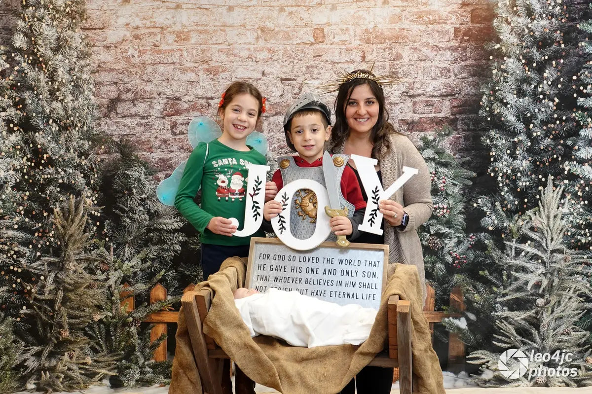 Kate Christmas Outdoor Fence With Trees And Lights Backdrop Designed by Abbas Studio