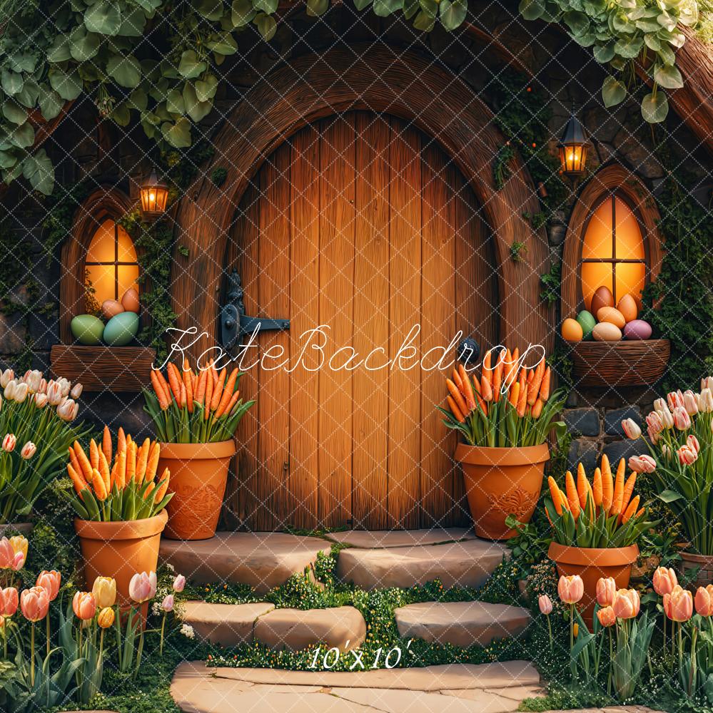 Lightning Deal #5 Kate Easter Hobbit House Tulips Carrots Backdrop Designed by Emetselch