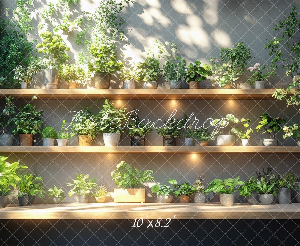 Kate Greenery Plant Shelves Backdrop Designed by Mini MakeBelieve